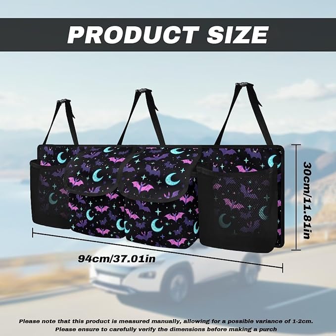 Car Trunk Organizer Halloween Bats Car Back Seat Hanging Storage Bag Multipurpose Auto Interior Accessories for Hatchback Crossover Minivan Truck MPV