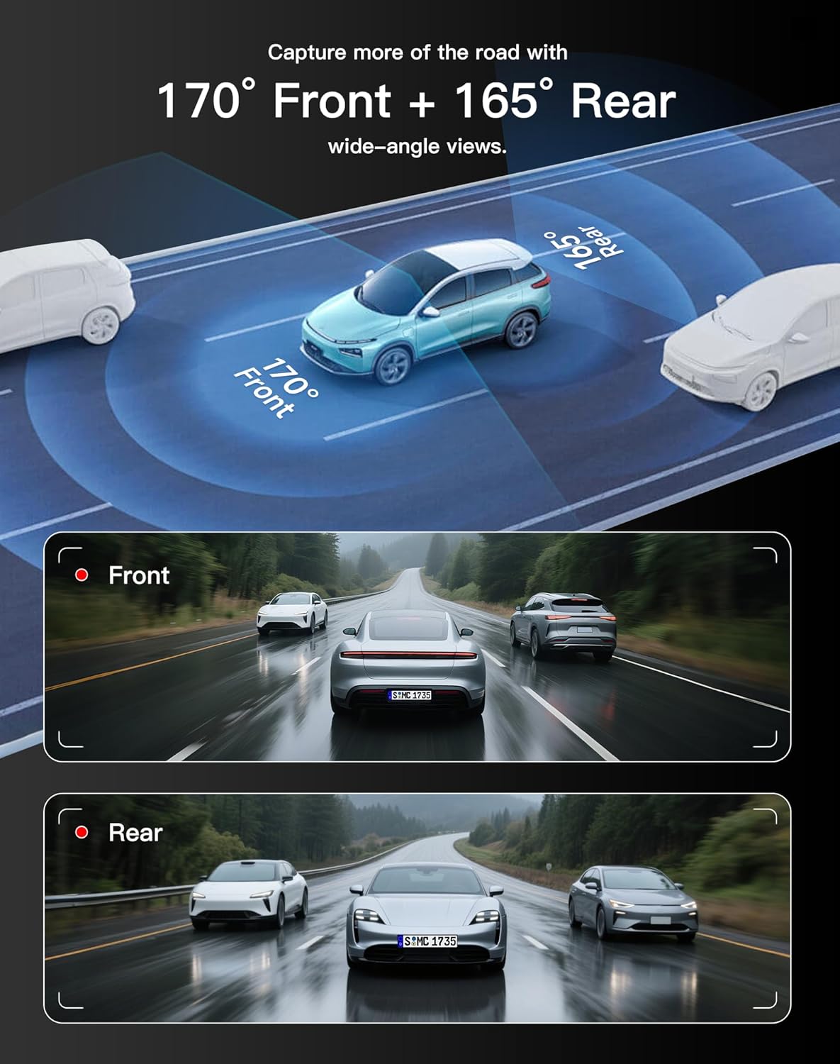 Dash Cam Front and Rear: 4K+2K Dash Camera for Cars - Dashcam Built-in WiFi APP Control 64GB Included 3.39" Touchscreen 24H Parking Monitor WDR Night Vision Loop Recording Collision Detection(X5)