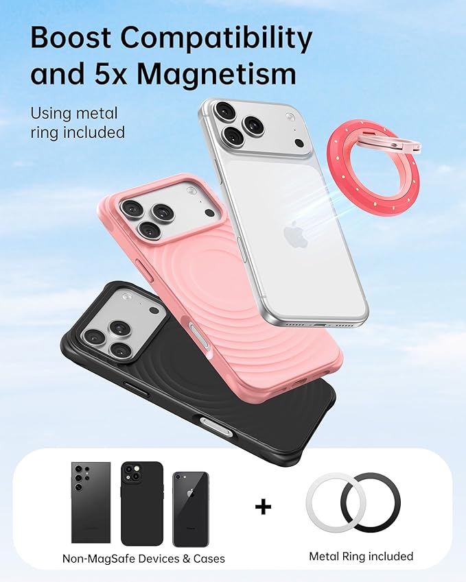 SYNCWIRE Magnetic Phone Ring Holder for MagSafe, 360° Rotation Dual Sided Magnet Grip Cell Phone Ring Stand Finger Kickstand Compatible with iPhone 17 16 15 14 13 12 Pro Max fits MagSafe