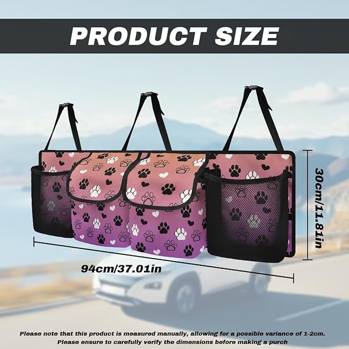 Hanging Car Trunk Organizer, Dog Paw Print Waterproof Car Back Seat Storage Bag Multipurpose Foldable Car Trunk Storage Bag for Car Trunk Storage and Decoration