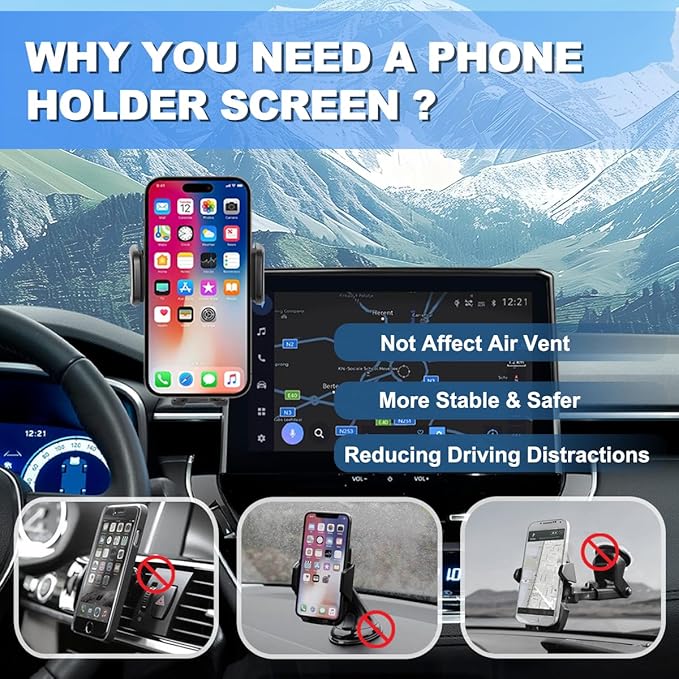 Car Phone Holder Fit for 2019-2025 Toyota Corolla / 2022-2025 Toyota Corolla Cross Accessories Phone Mount 8-inch Screen Fixed Clip, Cell Phone Automobile Cradles Hands-Free 360 Degree Rotation