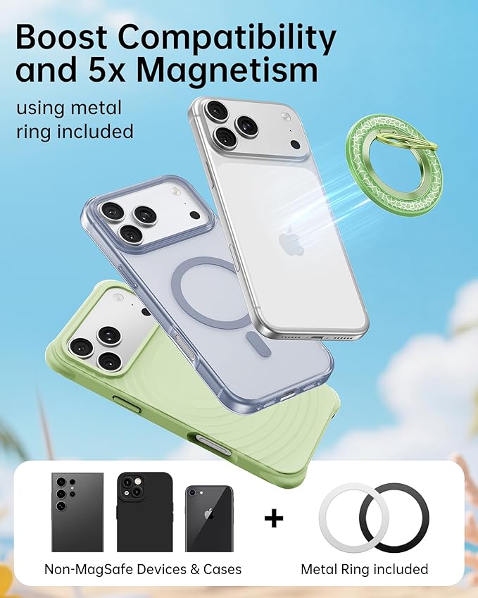 SYNCWIRE Magnetic Phone Ring Holder for MagSafe - Phone Grip Stand with 360° Rotation Finger Ring Kickstand Compatible with iPhone 17 16 15 14 13 12 Pro Max MagSafe Accessories,Honeydew Green
