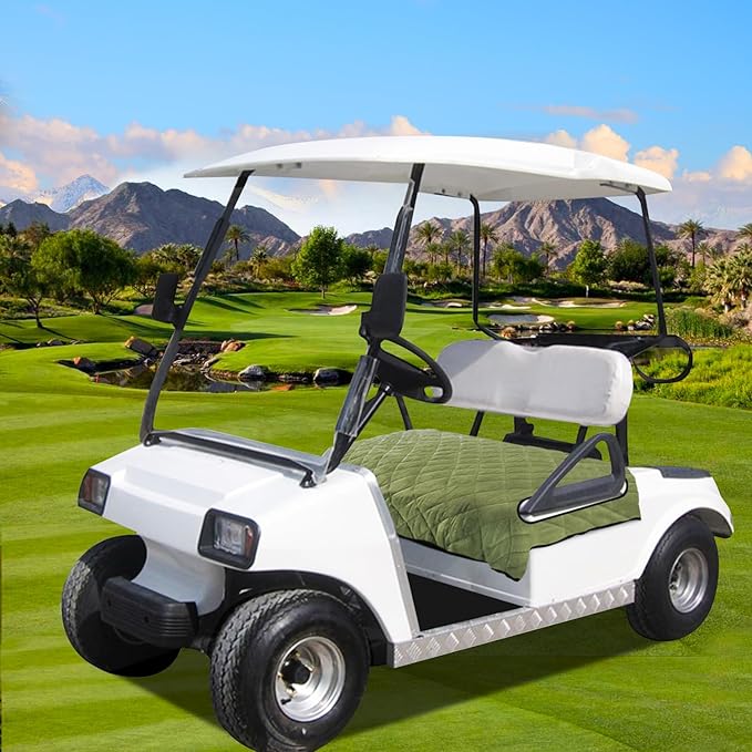 YOKYHOM Golf Cart Seat Covers, Golf Cart Seat Towel Blanket, Short Plush Surface, Soft and Comfortable, Suits EZGO, Yamaha, Club Car and Other 2-Seat Golf Carts, 51"x 30.5", Grass Green