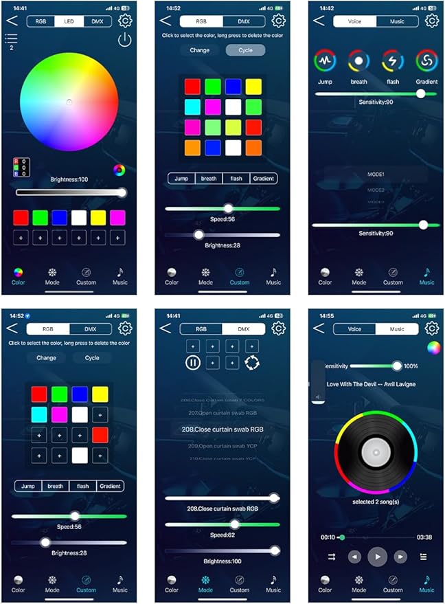 LED Car Interior Ambient Light, Controlled By APP, Suitable for Central Console RGB Ambient Light Strip 118.11 Inch Fiber Optic, USB Interface, Plug and Play, Can Synchronize Music