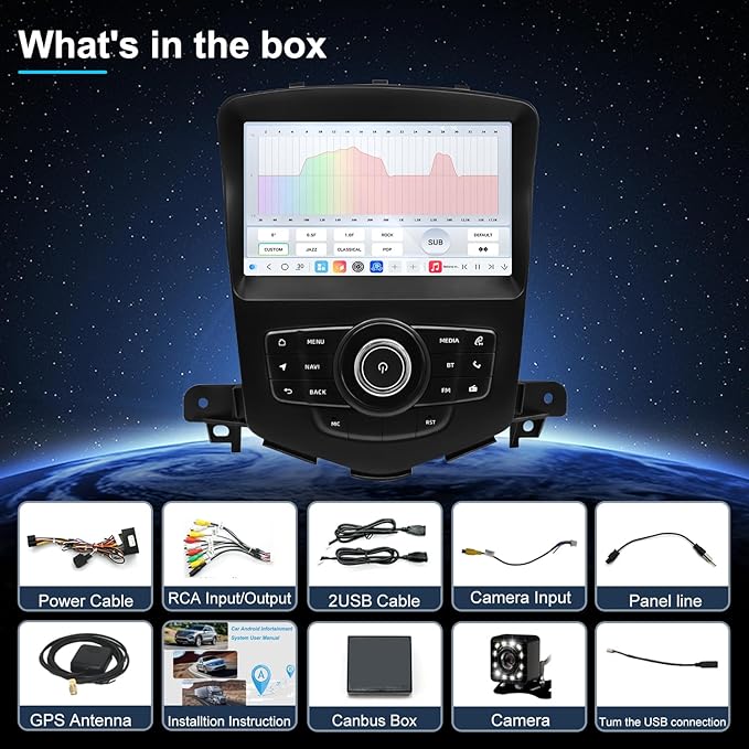 QLED Radio for Chevy Chevrolet Cruze 2009-2015 and 2016 Limited Upgrade,Touch Screen Stereo Replacement,Wireless carplay Android auto,4G LTE Network,Free Camera
