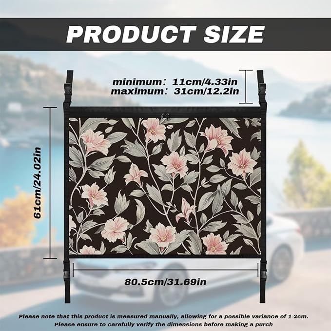 Generic Morning Glory Car Ceiling Cargo Net,31.69"x24.02"Reduce Sagging of Car Roof Mesh Storage Organizer,Camping Gear Cargo Bag,Long Travel Road Trip Car Camping Essentials Accessories