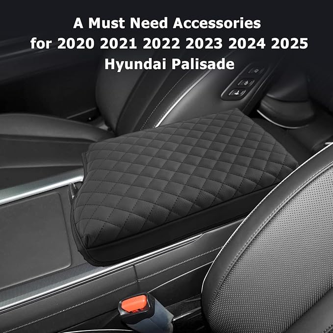 LUWU 2025 Palisade Center Console Cover Compatible with 2020-2024 2025 Palisade Accessories Armrest Cover Center Console Pad Armrest Console Cover (Thick Black)