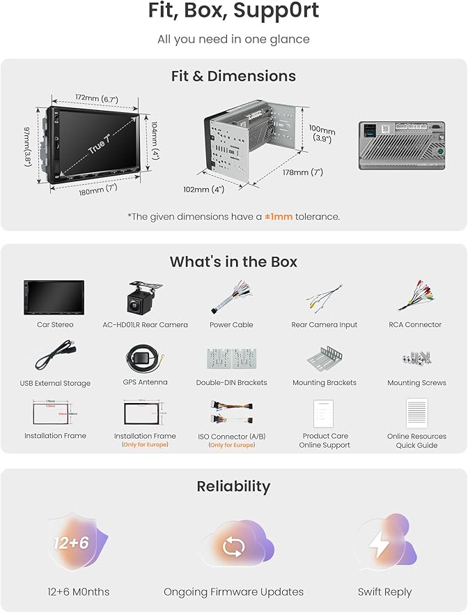 ATOTO A5 7" Android Double Din Car Stereo with Backup Camera, Wireless CarPlay& Android Auto Touch Screen, WiFi/Bluetooth/USB,24 Band EQ DSP, FM/TF, MirrorLink, 2+32G, Gemini&ChatGPT AI, GPS Tracking