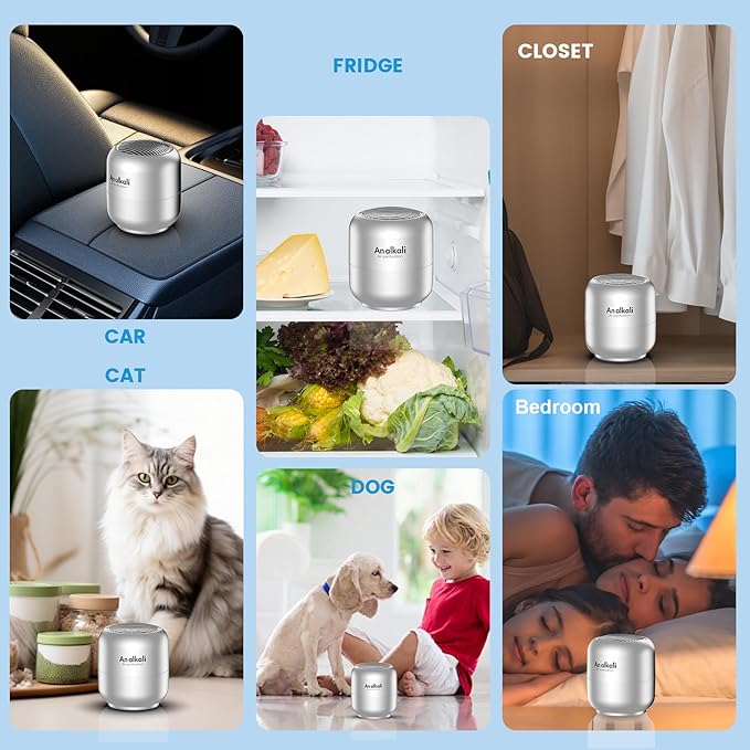 Fridge Deodorizer – 1 Pack Refrigerator Odor Eliminator, Lasts 10 Years, Chemical-Free Fresh Odor Eliminator Kit, More Effective Than Baking Soda, for Kitchen Appliances, Closet, Car, Pet Areas-Silver