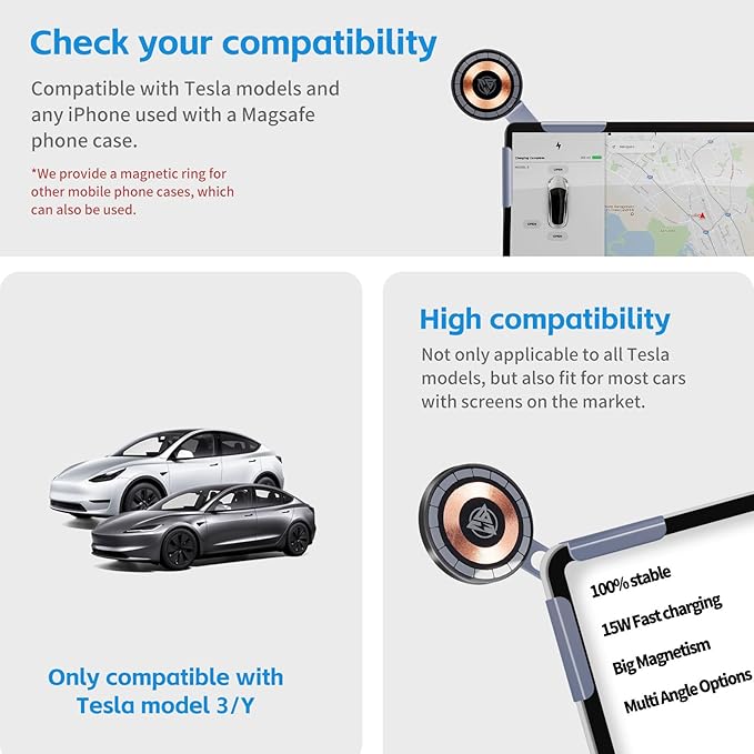Phone Mount for Tesla Model 3Y Accessories 2024 2025,Touchscreen for Magsafe Magnetic Mobile Phone car Holder for iPhone 14/15/16 Pro Max Android Phones