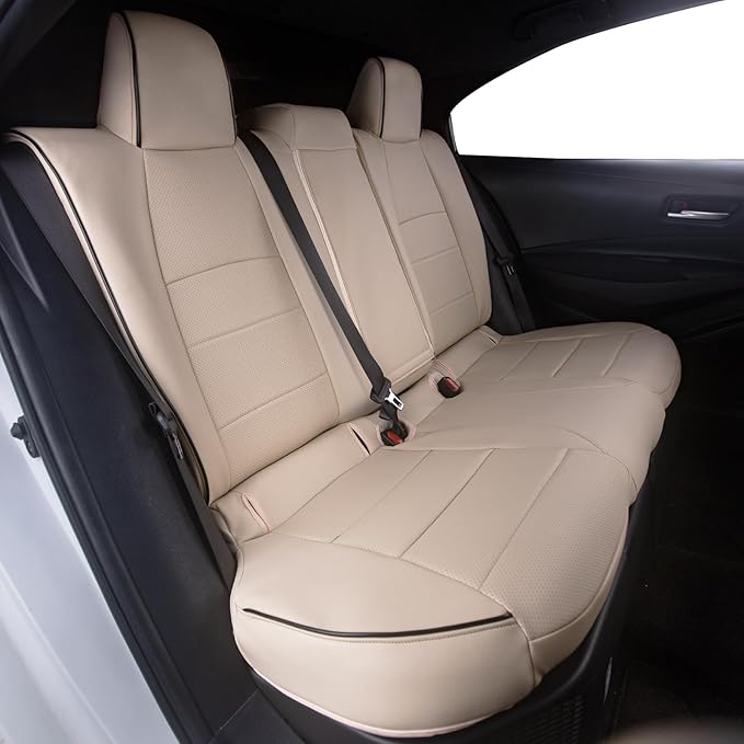 HKZ Fit RAV4 Car Seat Cover Set for 2013 2014 2015 2016 2017 2018 Toyota RAV4 Limited XLE SE Platinum Adventure-Leather(Beige)