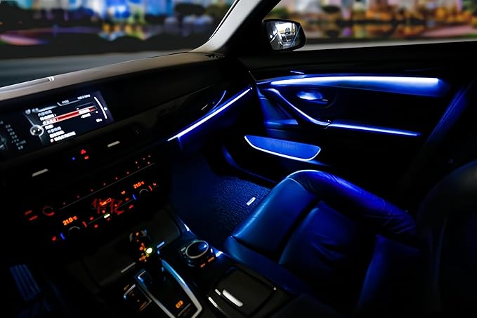 Car Interior Door Dual Color Decorative Strip Ambient Light, for BMW 5 Series F10 F11 F18 2010-2017 Vehicle Model (Rice white), HY-F10Xi