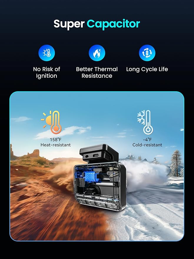 DDPAI Dash Cam Front and Rear, 4K+1080P Car On-Dash Mounted Cameras, Dashcam Included 64GB Card, Built-in 5G WiFi 6, GPS, 3'' IPS, AI ISP Night Vision, 48H Parking Mode, Loop Recording, ADAS, Z50 Pro