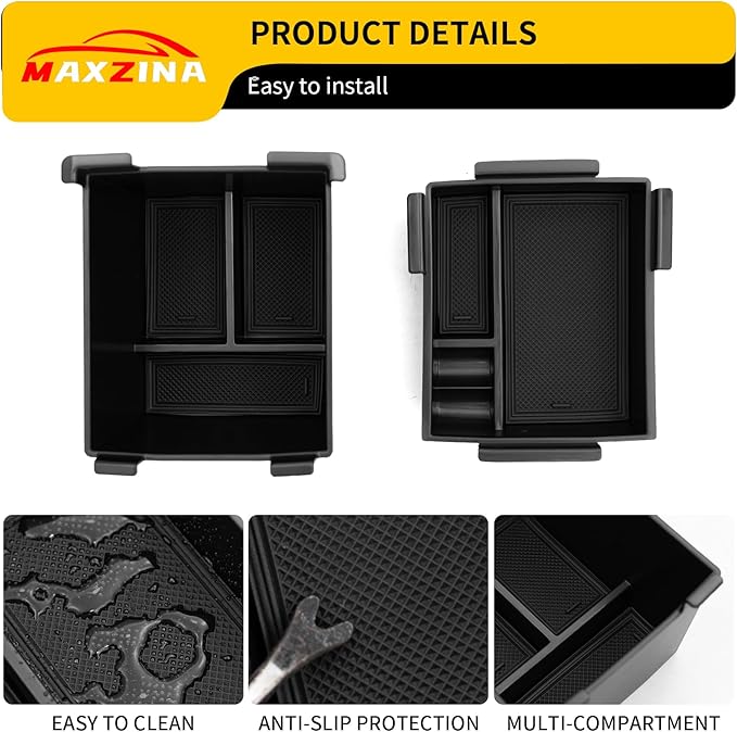 Center Console Organizer Compatible with 2022-2025 2026 Ford Maverick Console Tray ABS Plastic Armrest Storage Box with Silicone Pad 2024 Maverick Accessories (Upper and Lower)