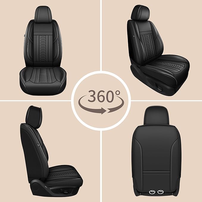 TTX LIGHTING for Chevy Cruze 2011-2019 Seat Covers: Waterproof Leather Seat Protector with Airbag Compatible (2 Front Seats,Black)