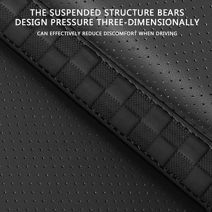 Car Seat Cushion Memory Foam for Car Seat Driver, Office Chair, Wheelchair Premium Nappa Leather Cushions Universal Fit Seat Cushion for Car Sedans SUV Truck (2 Packs/Black)