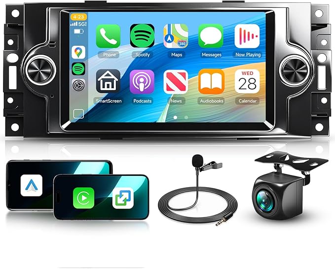 6+128G for Dodge Ram 1500 06-08,Chrysler 300C 05-07,Chrysler PT Cruiser,Dodge Magnum,Jeep Commander/Patriot,Jeep Grand Cherokee Android Car Stereo Wireless Carplay Android Auto,6.2“ for Ram Radio