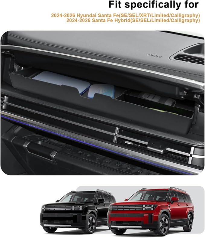 Passenger Side Organizer Tray For 2024-2026 Hyundai Santa Fe/Hybrid - Above The Glove Box Storage Tray For 2024-2026 Santa Fe(SE/SEL/XRT/Limited/Calligraphy) Interior Accessories