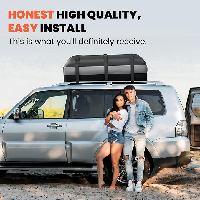 Asinking Car Rooftop Cargo Carrier Bag - 100% Waterproof Heavy Duty Car Roof Luggage Carrier 15 Cubic Feet, Fits All Vehicles with/Without Roof Rack - Easy Install & Triply Reinforced for Secure Use