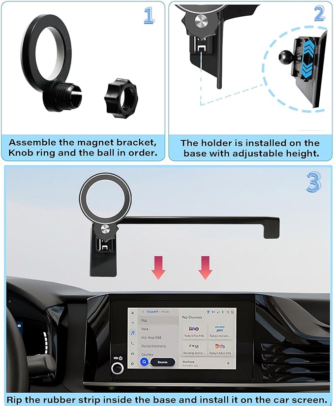 Car Phone Holder for Toyota Camry LE/SE 2025 2026 Accessories Apply to 8 Inch Touch Screen Fixed Clip MagSafe Cell Phone Mount Hands-Free 360° Rotation