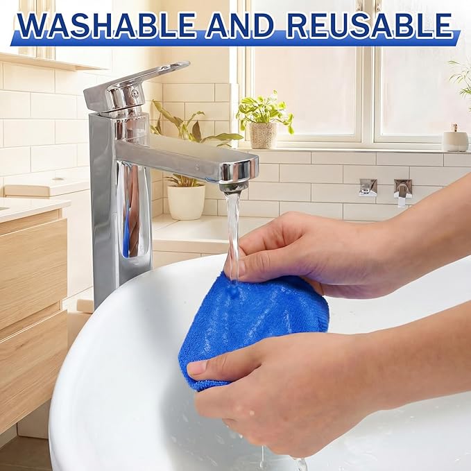 FoldTier 8 Pcs Car Windshield Cleaner Kits with Extendable Handle, 5 Microfiber Towel Pads, 1 Brush, 1 Empty Spray Bottle for Auto Glass Wiper Suvs Rvs & Home Windows(Blue)