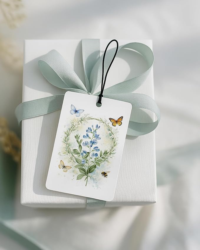 Blue Floral Butterfly Car Air Freshener 4 Pcs Coconut Scented, Cute Car Accessories Mirror Decor for Women, Cottagecore Flower Aesthetic Hanging Air Freshener for Cars Closet Drawer Books