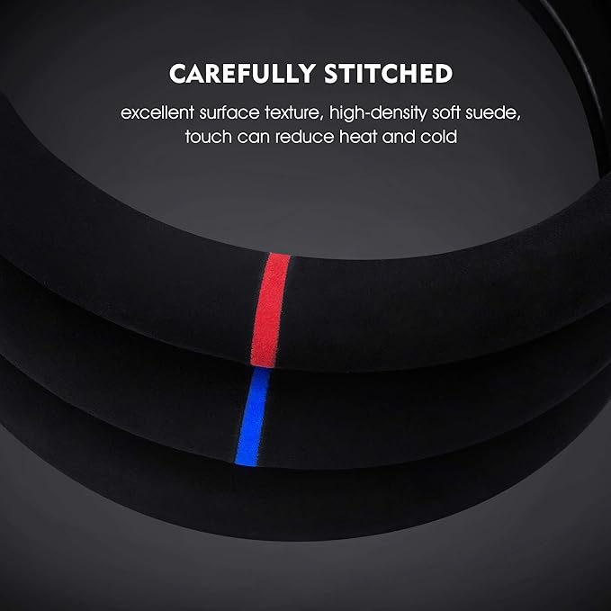 Carodi Suede Steering Wheel Cover , Non-Slip Leather Car Interior Fitting 15-inch Universal