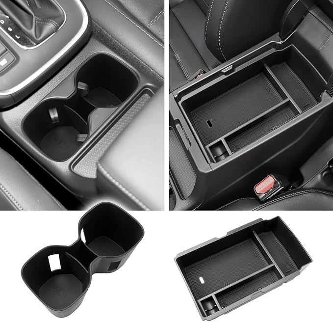 For 2026 CRV Center Console Organizer - 2PCS 2026 Honda CRV Accessories - Compatible with 2026 Honda CRV (EX/EX-L/Hybrid Sport/Hybrid Sport Touring) -Center Console Organizer Cup Holder Insert ABS+TPE