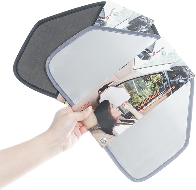 TFY Side Window Sun Visor for Car Roof Handles - Sun Glare and Heat Blocker for Driver or Passenger, Reduces Side Window Glare, Easy Installation and Storage (Black)