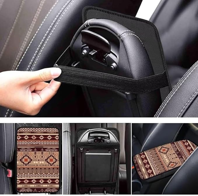 Coldinair Aztec Western Culture Universal Car Center Console Pad Soft Armrest Protector Cover Fit for Most Vehicle,SUV,Truck,Car Interior Accessories Decor