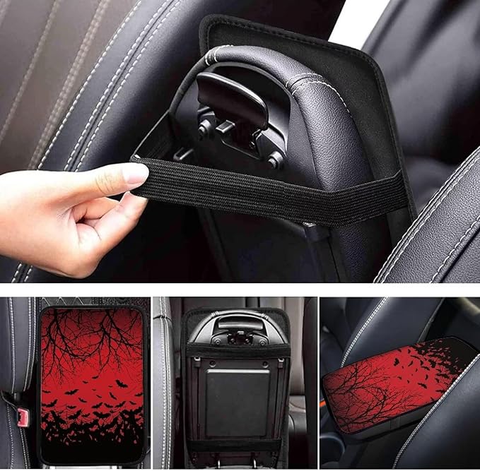 Blood Branch Bat Auto Armrest Box Cover Car Arm Rest Seat Storage Box Mat Arm Rest Cushion Pads Dog & Cat Paws Protector Universal Fit for SUV/Truck/Vehicle