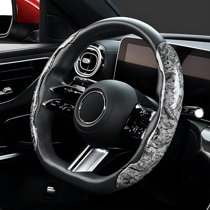 AUCELI Car Wood Grain Steering Wheel Cover, Anti-Skid Segmented Auto Steering Wheel Protector, Automotive Interior Accessories, Universal for Most Vehicles Men and Women