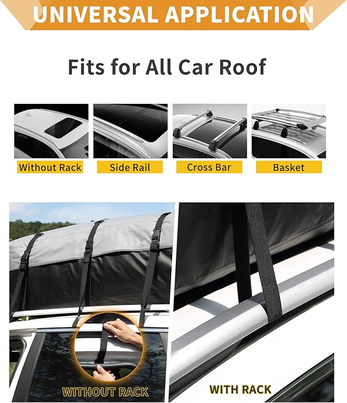 MCBD Rooftop Cargo Carrier Bag for Car, 40 Cubic Feet Large Waterproof Soft-Shell Roof Bag for All Vehicles SUV with/Without Roof Rack, Universal Car Top Luggage Storage Bag
