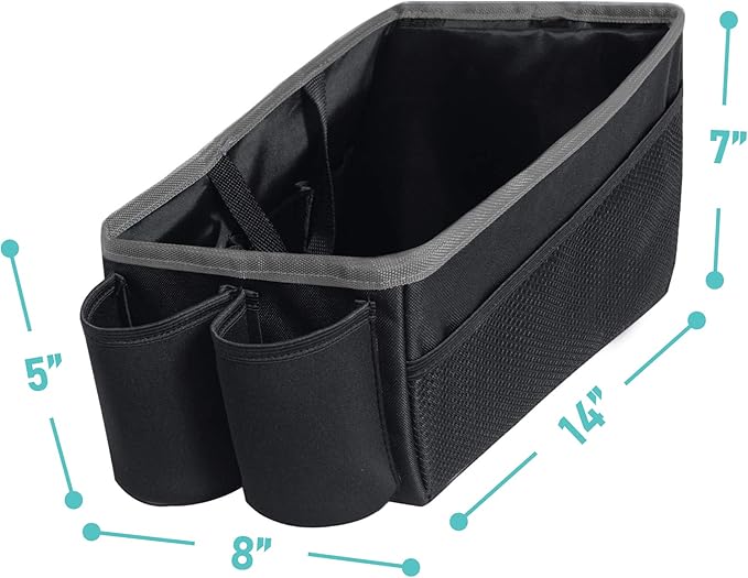 FH Group E-Z Travel Multi-Use Car Organizer with Cup Holders | Back Seat Storage Gray