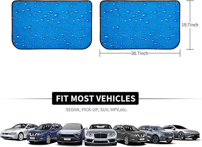 Aokway Magnetic Side Window Sun Shade -100% Block Light Car Window Shades - Car Privacy Curtains Universal Fit for Baby Naps, and Camping with UV Protection (Blue, Rear 2pcs)