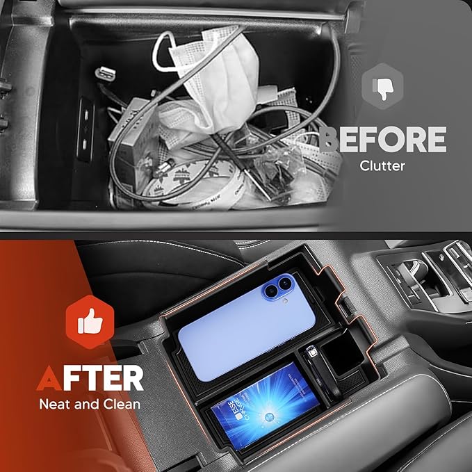 Sunsdrew 2025 Upgraded Center Console Organizer for 2025 2026 Ford Bronco 4-Door Accessories,2PCS Bronco Armrest Storage Box&Glove Box Organizer Slide smoothly Black(Not for 2-Door&Bronco Sport)