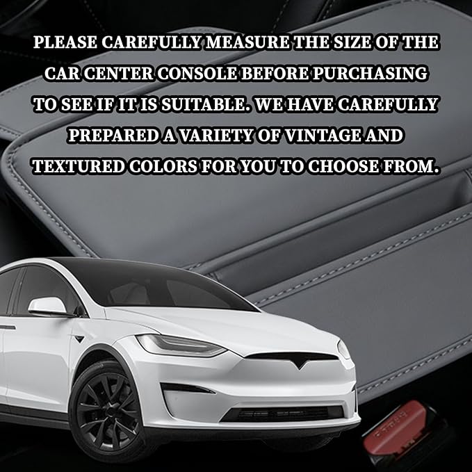 Car Center Console Cover Arm Rest Cover Pad for Car Armrest Box, Middle Console Covers Leather Armrest Box Mat Pad Protector Cushion with 2 Storage Bags for Cars Interior Accessories(Grey)