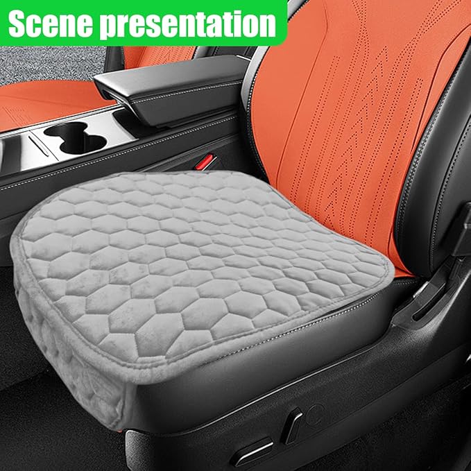 Car Seat Cover, Soft Plush Auto Bottom Seat Covers, Anti Slip Vehicle Front Seat Cushion Protector, Comfortable Car Interior Seats Pad Mat Accessories for Sedan, SUV, Truck (Gray)