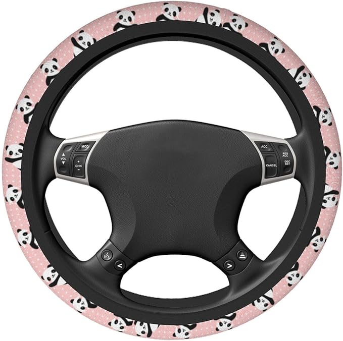 Cute Panda Polka Dot Universal 15 Inch Steering Wheel Covers Non Slip Neoprene Car Wrap Cover for Adults