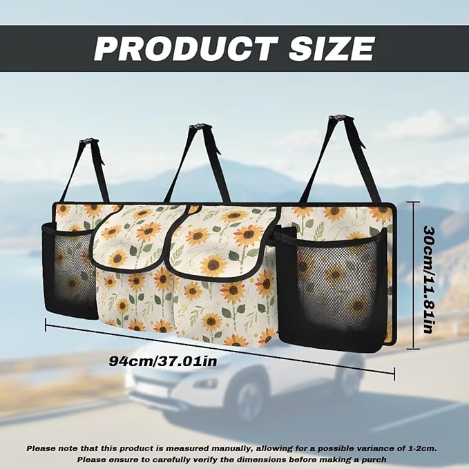 Sunflower Printed Car Trunk Organizer Car Back Seat Hanging Storage Bag Multipurpose Auto Interior Accessories for Hatchback Crossover Minivan Truck MPV