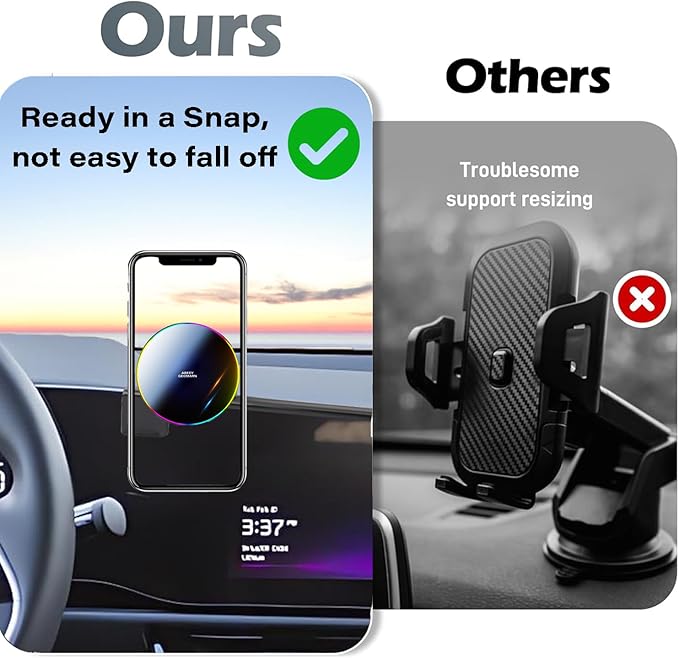 Car Phone Holder for Kia NIRO/NIRO EV/NIRO Hybrid 2023 2024 2025 Accessories 15W Fast Wireless Charger Screen Fixed Clip HandsFree Cell Phone Mount 360° Rotation (10.25 Inch)
