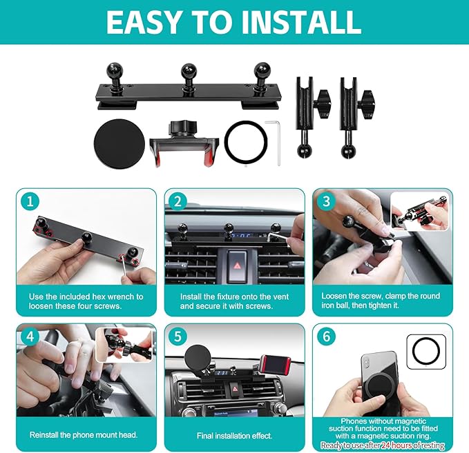 Upgraded Magnetic Phone Mount for 2010-2024 Toyota 4Runner Accessories, Magsafe Dash Phone Holder Multi-Mount Phone Stand with Three Mounting Positions for Smartphone for 4-Runner Accessories