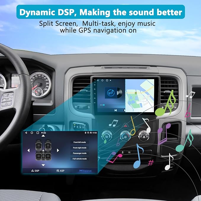 Car Stereo Radio for Dodge RAM 1500 2500 3500 2013 2014 2015 2016 2017 2018, Android 13 2G+64G Head Unit for Ram, 9 inch IPS Touch Screen Wireless CarPlay/Android Auto Bluetooth WiFi, Backup Camera