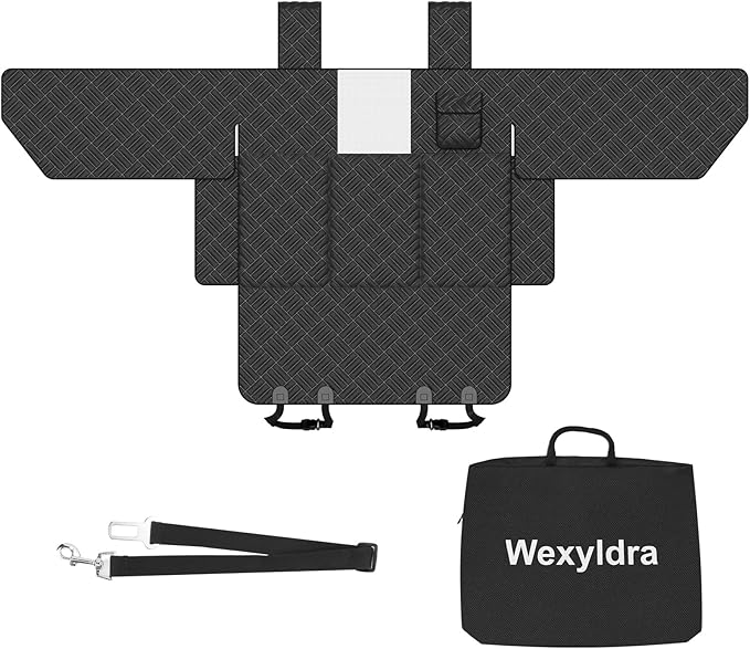 Dog Car Seat Cover for Back Seat- Heavy Duty Waterproof-Hard Bottom Backseat Extender Fits Sedan SUV & Small Truck, Full Coverage for Doors, Rear Seats & Front Headrests