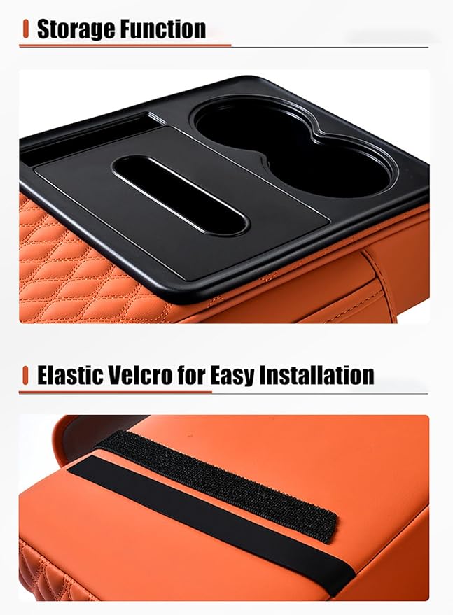 Car Armrest Center Console Cover for Lincoln MKX 2007–2018, Center Console Pad with Cup Holder, Multifunctional Armrest Cushion,E Beige