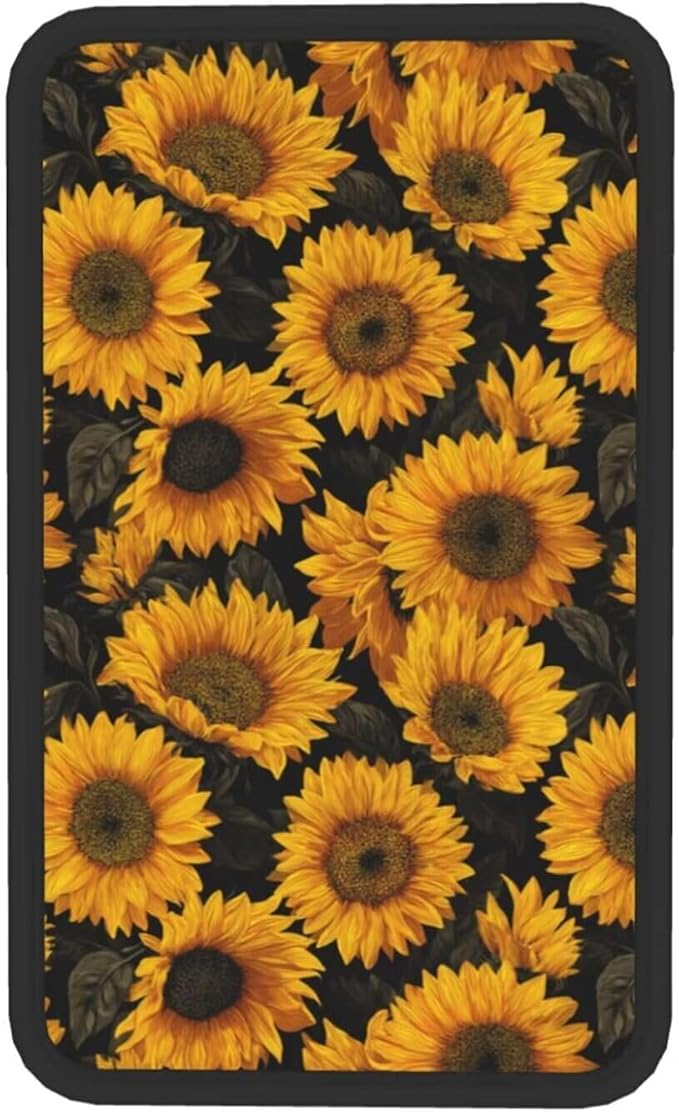 Yellow Sunflower Center Console Cover Vintage Flower Armrest Lid Protector Floral Middle Console Cushion Interior Accessories