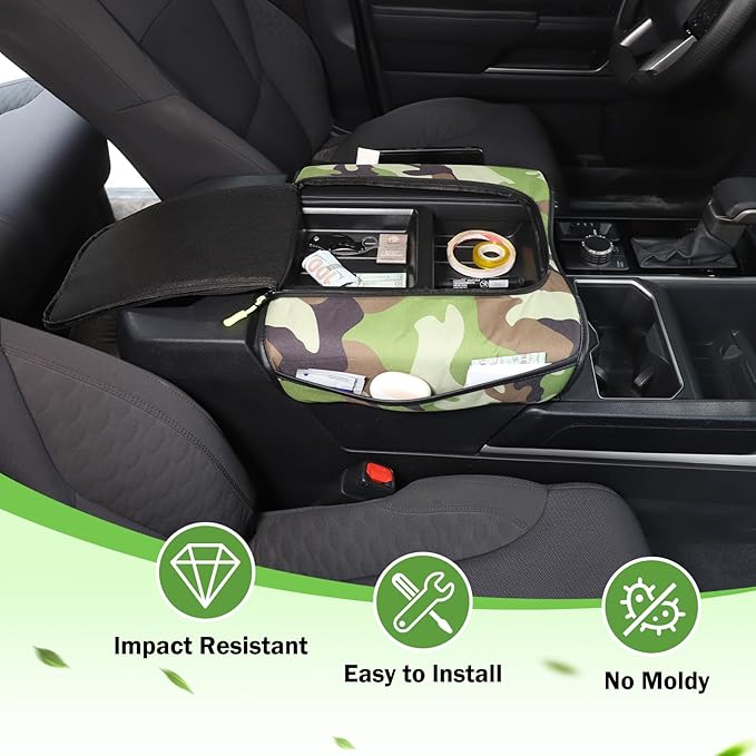 Center Console Armrest Cover Protector Pad Compatible with Toyota Tundra Sequoia 2022-2025 Leather Car Console Armrest Seat Cushion Waterproof Armrest Cushion Lid Interior Accessories (Style I)