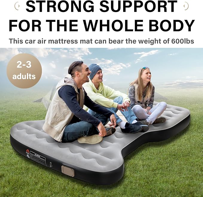 Coverado Tesla Model Y Air Mattress, One Click Self Inflating Tesla Y Sleeping Pad, Wireless Pump & Light Function, 4.5" Thick Comfort Flocking Model Y Air Bed, Tesla Model Y Mattress Fit 2020-2026