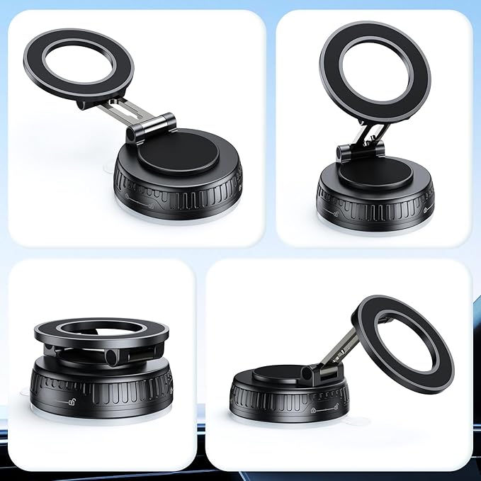 Vacuum & Magnetic Car Phone Holder for MagSafe 【Upgraded 120+ LBS】 360° Adjustable Cell Phone Holders for Your Car, Car Phone Mount Accessories for iPhone 17 Pro Max 16 15 14 13 12 Air Plus