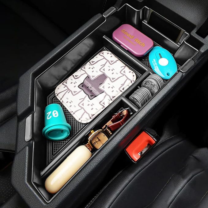 Center Console Insert Tray Compatible with Volkswagen Jetta 2020 2021 2022 2023 2024 2025 2026 Accessories, Armrest Box Organizer Storage Tray for 2020-2026 Jetta S/SE/SEL/Sport/GLI, Black